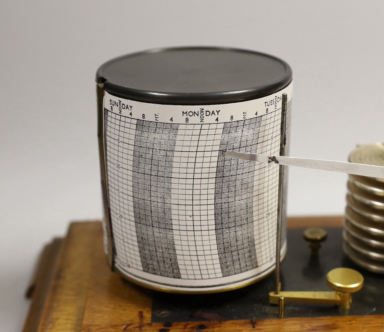 An oak cased barograph